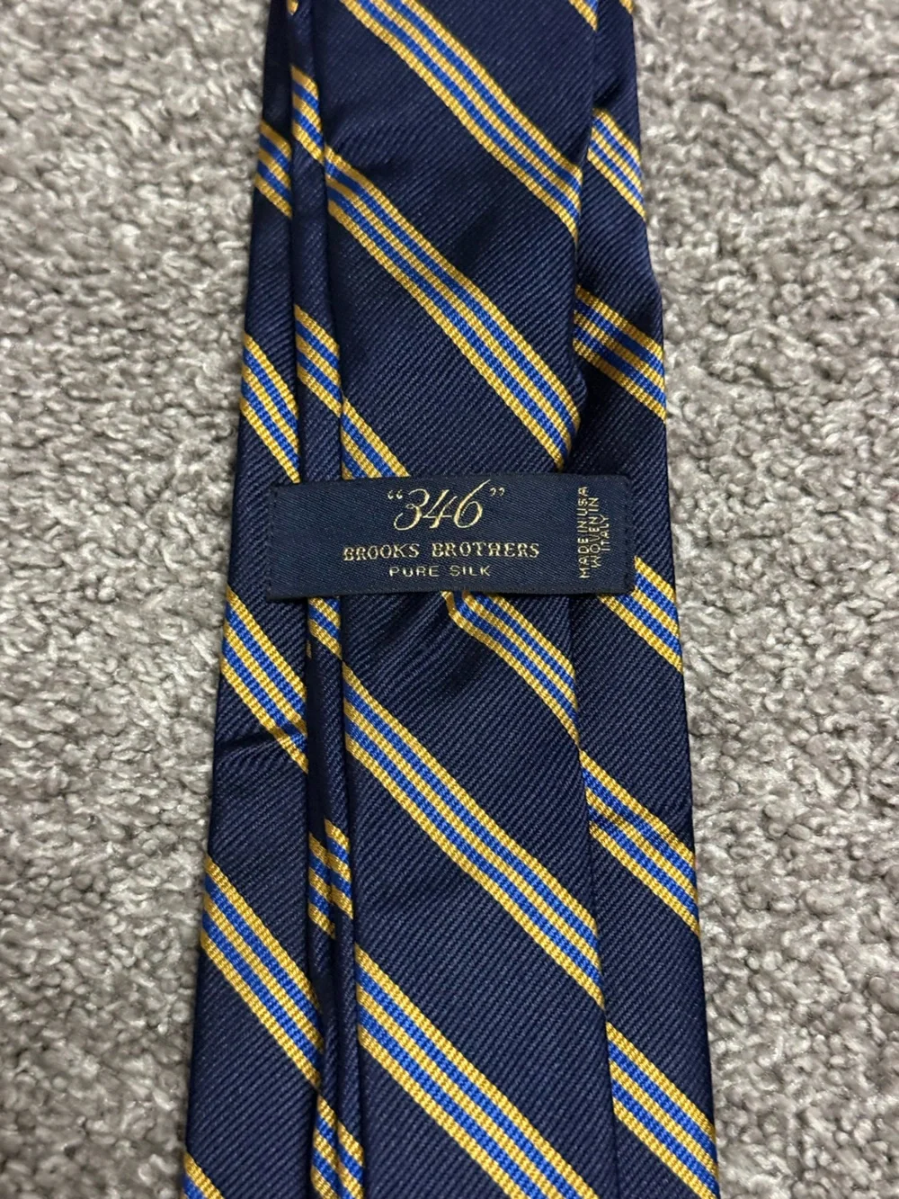 Brooks Brothers Navy Tie with Gold and Blue Stripes